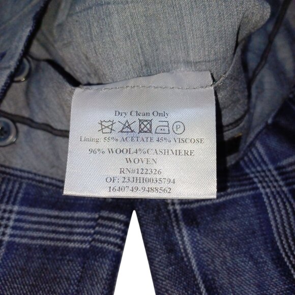 J Hilburn Mens Tailored Wool-Cashmere Pants Blue Plaid W33 L28 Heritage Luxury - Picture 6 of 8